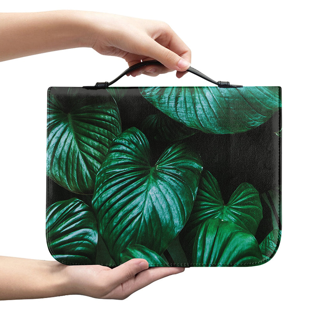 Natural Tropical Leaf Print Leather Bible Cover