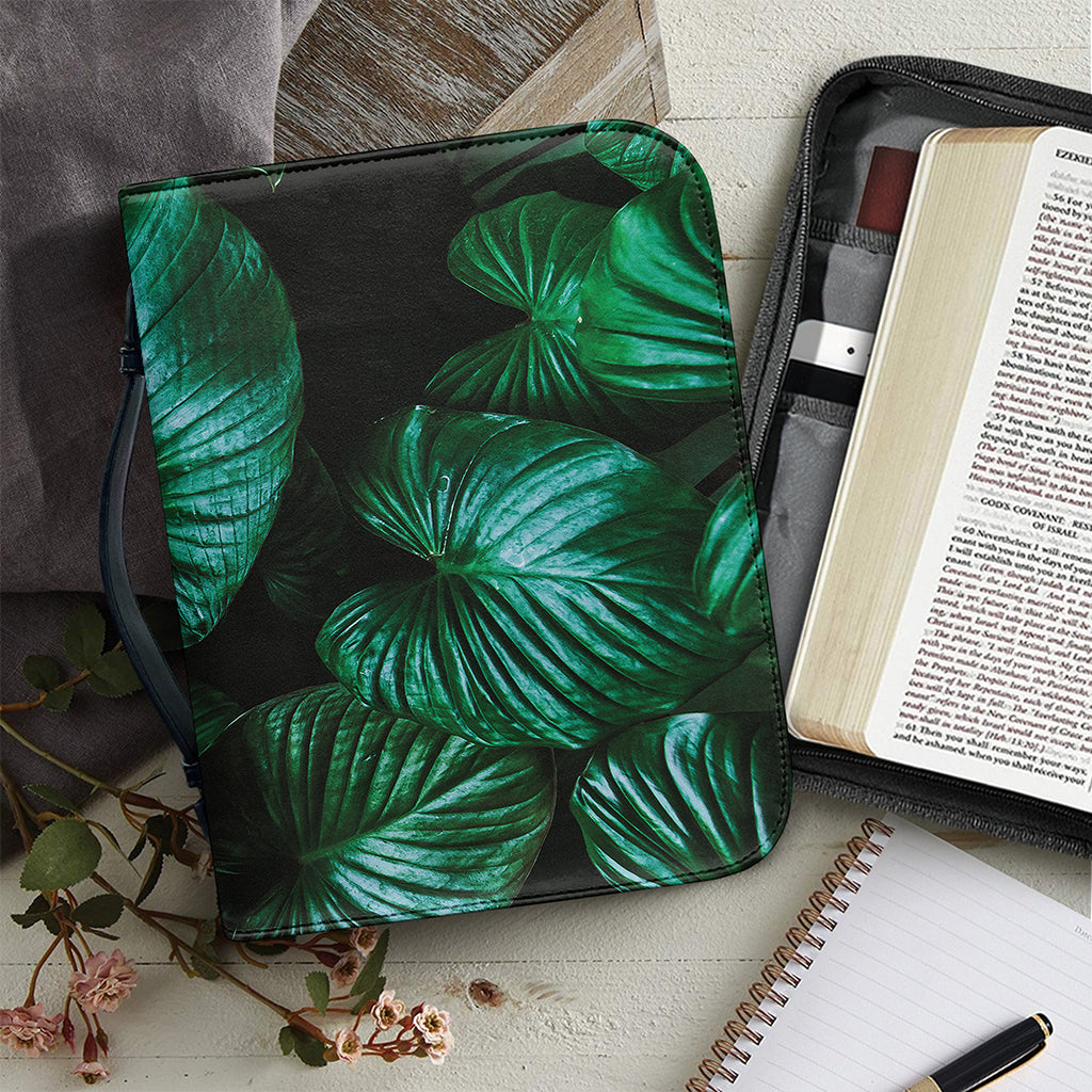 Natural Tropical Leaf Print Leather Bible Cover