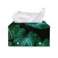 Natural Tropical Leaf Print Leather Tissue Box Cover