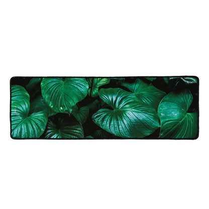 Natural Tropical Leaf Print Long Kitchen Mat