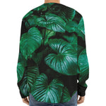 Natural Tropical Leaf Print Long Sleeve Baseball Jersey