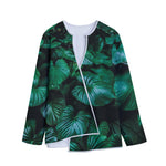 Natural Tropical Leaf Print Long Sleeve Short Coat