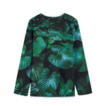 Natural Tropical Leaf Print Long Sleeve Short Coat