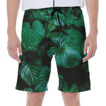 Natural Tropical Leaf Print Men's Beach Shorts