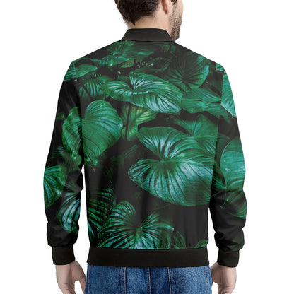 Natural Tropical Leaf Print Men's Bomber Jacket