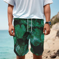 Natural Tropical Leaf Print Men's Cargo Shorts