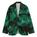 Natural Tropical Leaf Print Men's Cotton Blazer