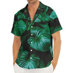Natural Tropical Leaf Print Men's Deep V-Neck Shirt