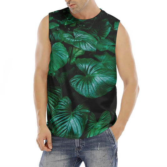 Natural Tropical Leaf Print Men's Fitness Tank Top