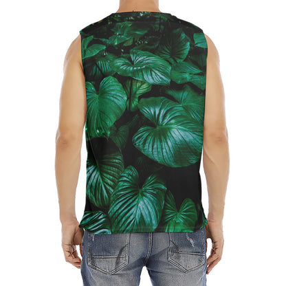 Natural Tropical Leaf Print Men's Fitness Tank Top