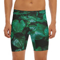 Natural Tropical Leaf Print Men's Long Boxer Briefs