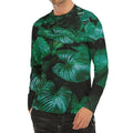Natural Tropical Leaf Print Men's Long Sleeve Rash Guard