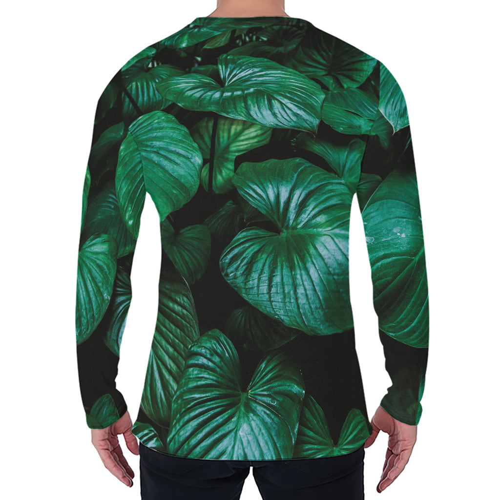 Natural Tropical Leaf Print Men's Long Sleeve T-Shirt