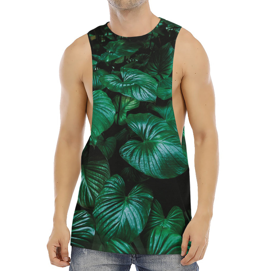 Natural Tropical Leaf Print Men's Muscle Tank Top