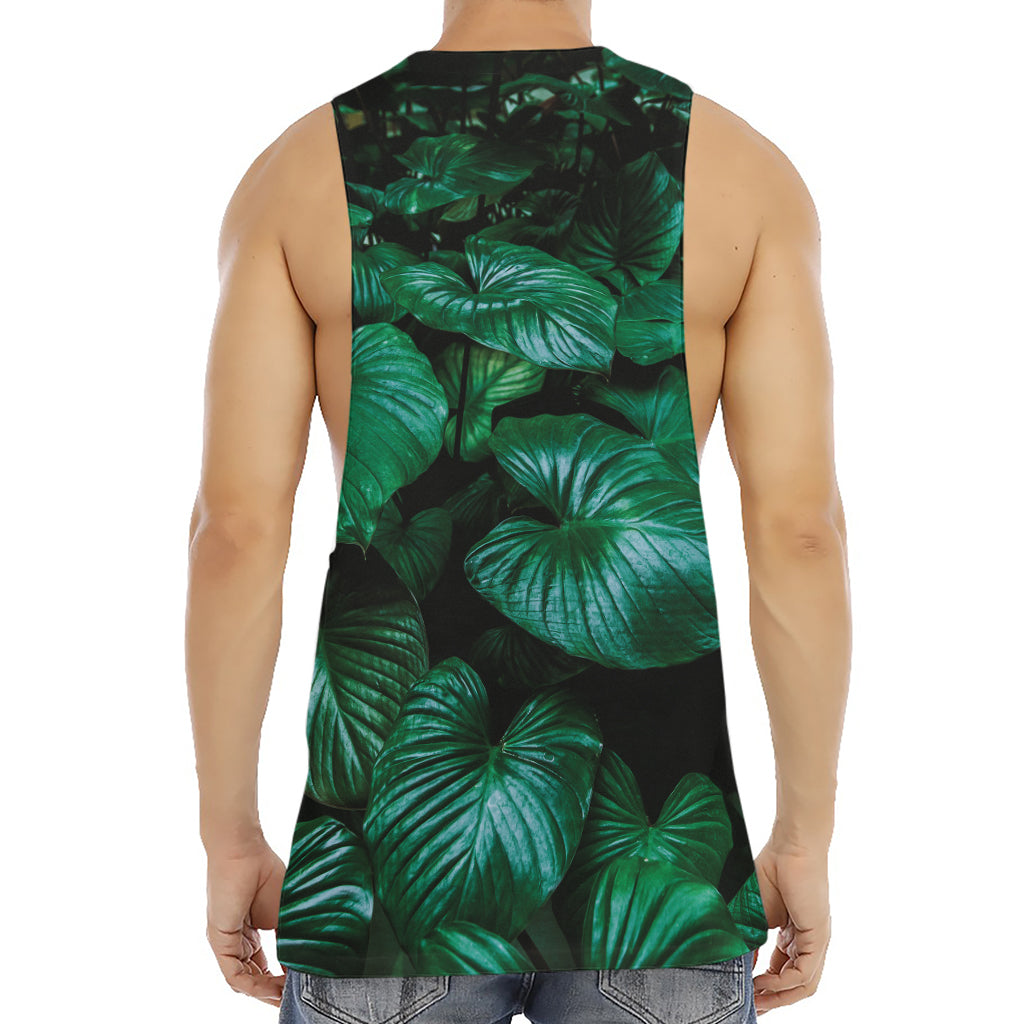 Natural Tropical Leaf Print Men's Muscle Tank Top
