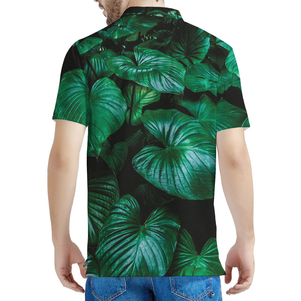 Natural Tropical Leaf Print Men's Polo Shirt