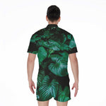 Natural Tropical Leaf Print Men's Rompers