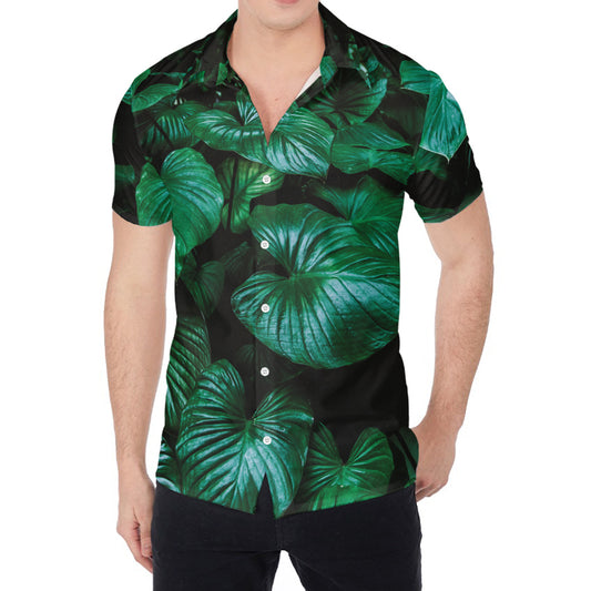 Natural Tropical Leaf Print Men's Shirt