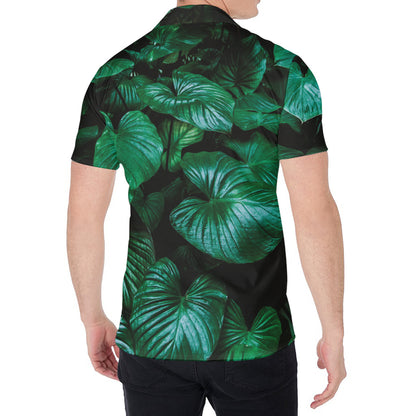 Natural Tropical Leaf Print Men's Shirt