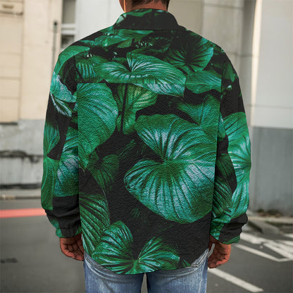 Natural Tropical Leaf Print Men's Shirt Jacket