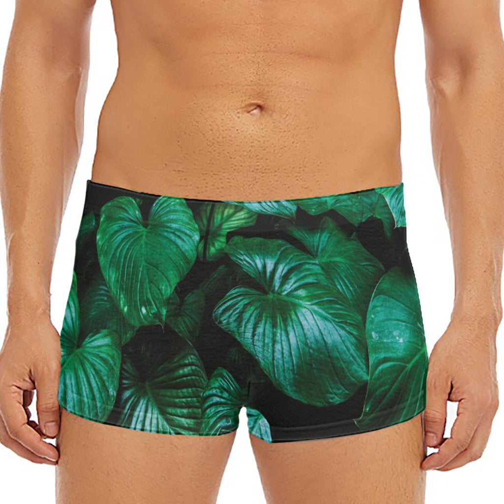 Natural Tropical Leaf Print Men's Short Boxer Briefs