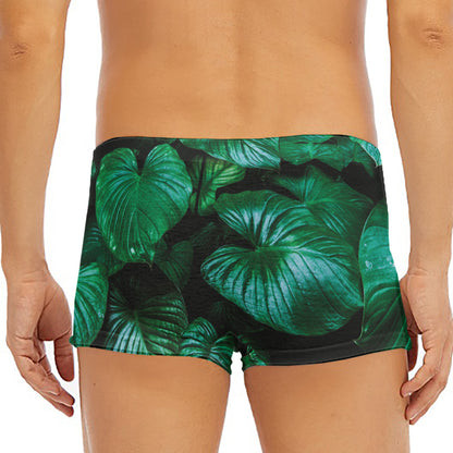 Natural Tropical Leaf Print Men's Short Boxer Briefs