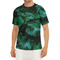 Natural Tropical Leaf Print Men's Short Sleeve Rash Guard
