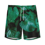 Natural Tropical Leaf Print Men's Sports Shorts