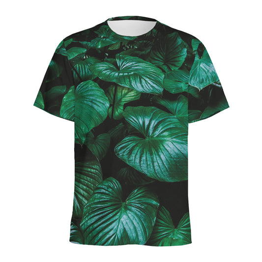 Natural Tropical Leaf Print Men's Sports T-Shirt