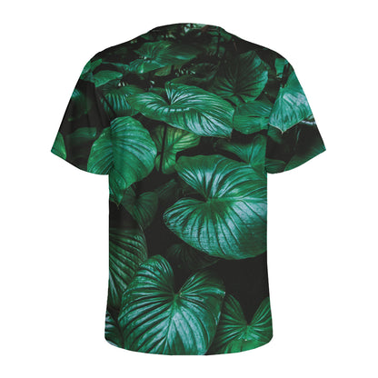 Natural Tropical Leaf Print Men's Sports T-Shirt