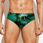 Natural Tropical Leaf Print Men's Swim Briefs