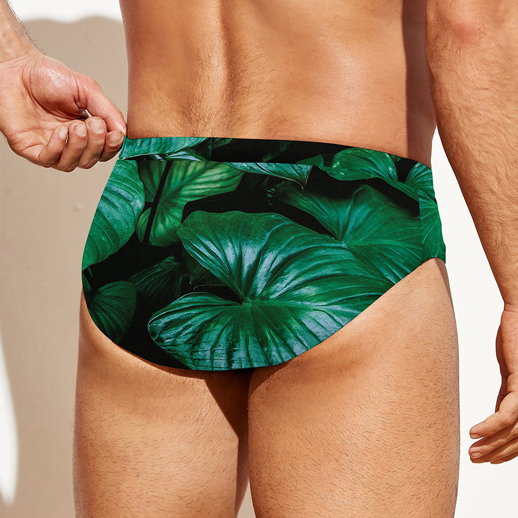 Natural Tropical Leaf Print Men's Swim Briefs