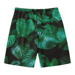 Natural Tropical Leaf Print Men's Swim Trunks
