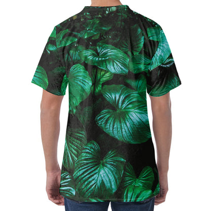 Natural Tropical Leaf Print Men's Velvet T-Shirt