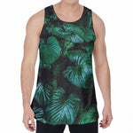 Natural Tropical Leaf Print Men's Velvet Tank Top
