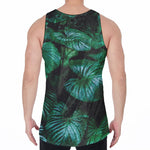 Natural Tropical Leaf Print Men's Velvet Tank Top