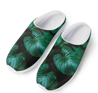 Natural Tropical Leaf Print Mesh Casual Shoes