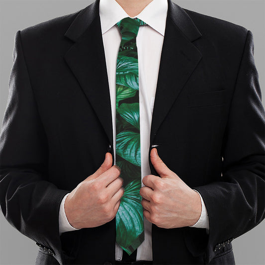 Natural Tropical Leaf Print Necktie