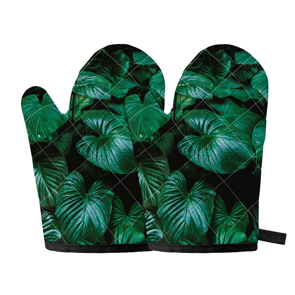 Natural Tropical Leaf Print Oven Mitts