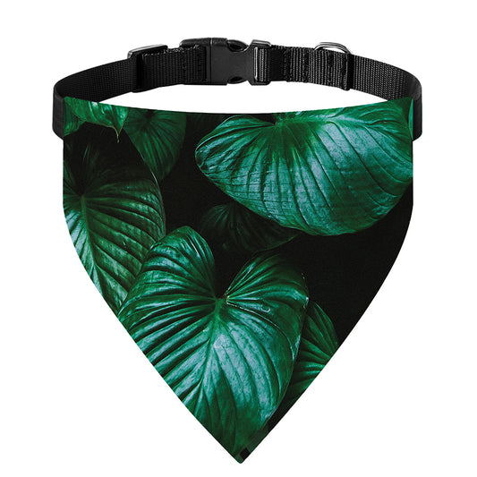Natural Tropical Leaf Print Over The Collar Dog Bandana