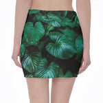 Natural Tropical Leaf Print Pencil Mini Skirt