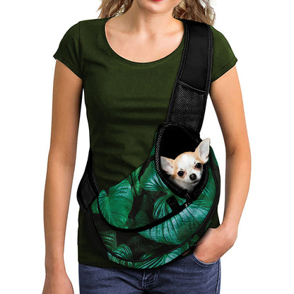 Natural Tropical Leaf Print Pet Sling Carrier