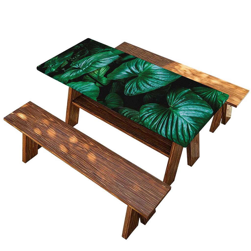 Natural Tropical Leaf Print Picnic Table Cover
