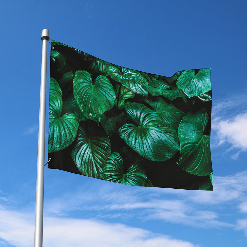 Natural Tropical Leaf Print Polyester Flag