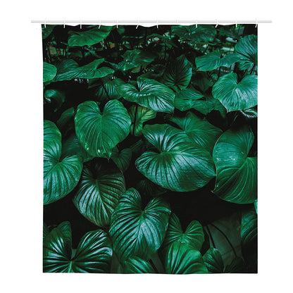 Natural Tropical Leaf Print Polyester Shower Curtain