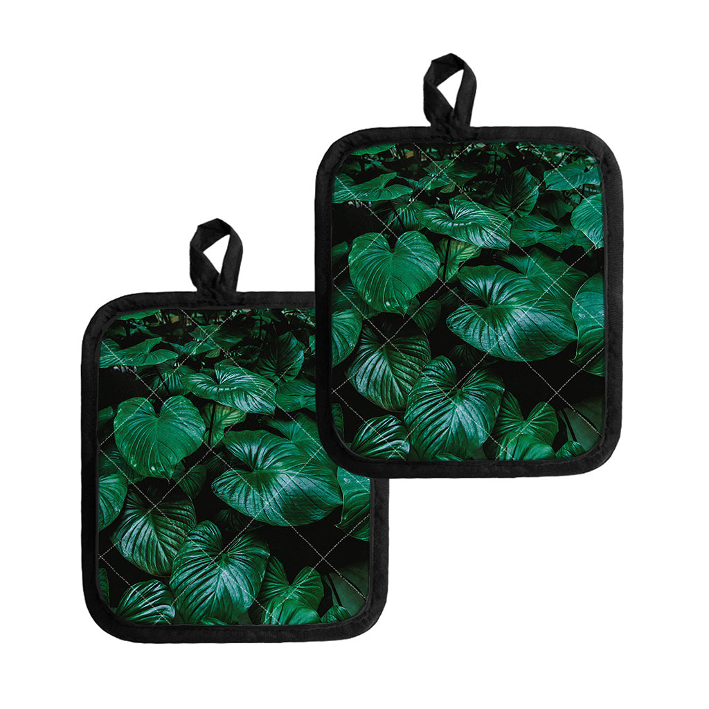 Natural Tropical Leaf Print Pot Holders