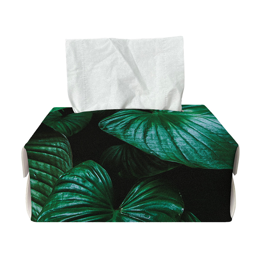 Natural Tropical Leaf Print Rectangle Tissue Box Cover