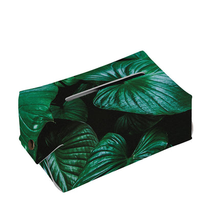 Natural Tropical Leaf Print Rectangle Tissue Box Cover