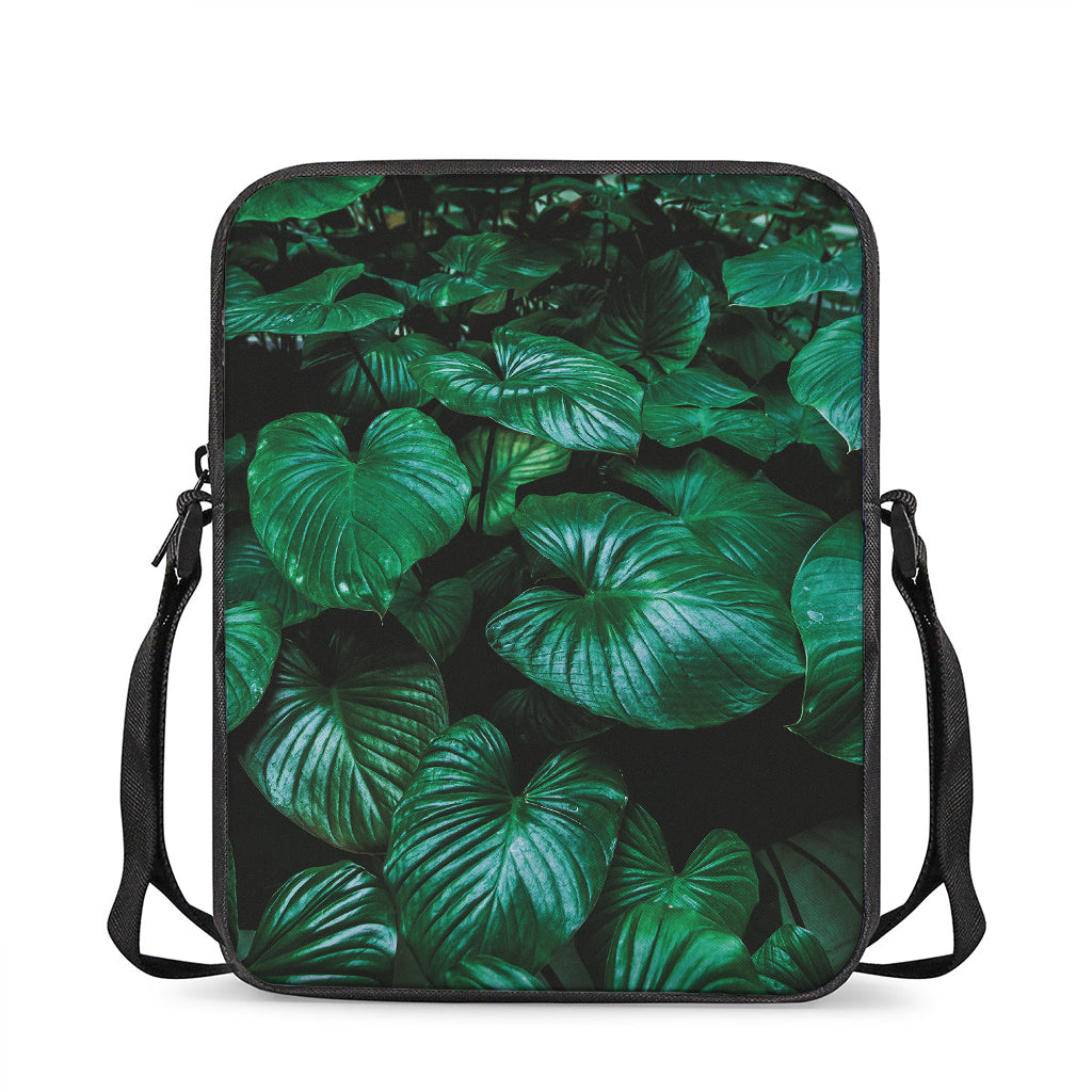 Natural Tropical Leaf Print Rectangular Crossbody Bag