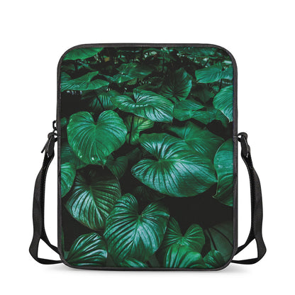 Natural Tropical Leaf Print Rectangular Crossbody Bag